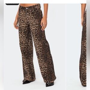 Leopard Print Wide-Leg Pants